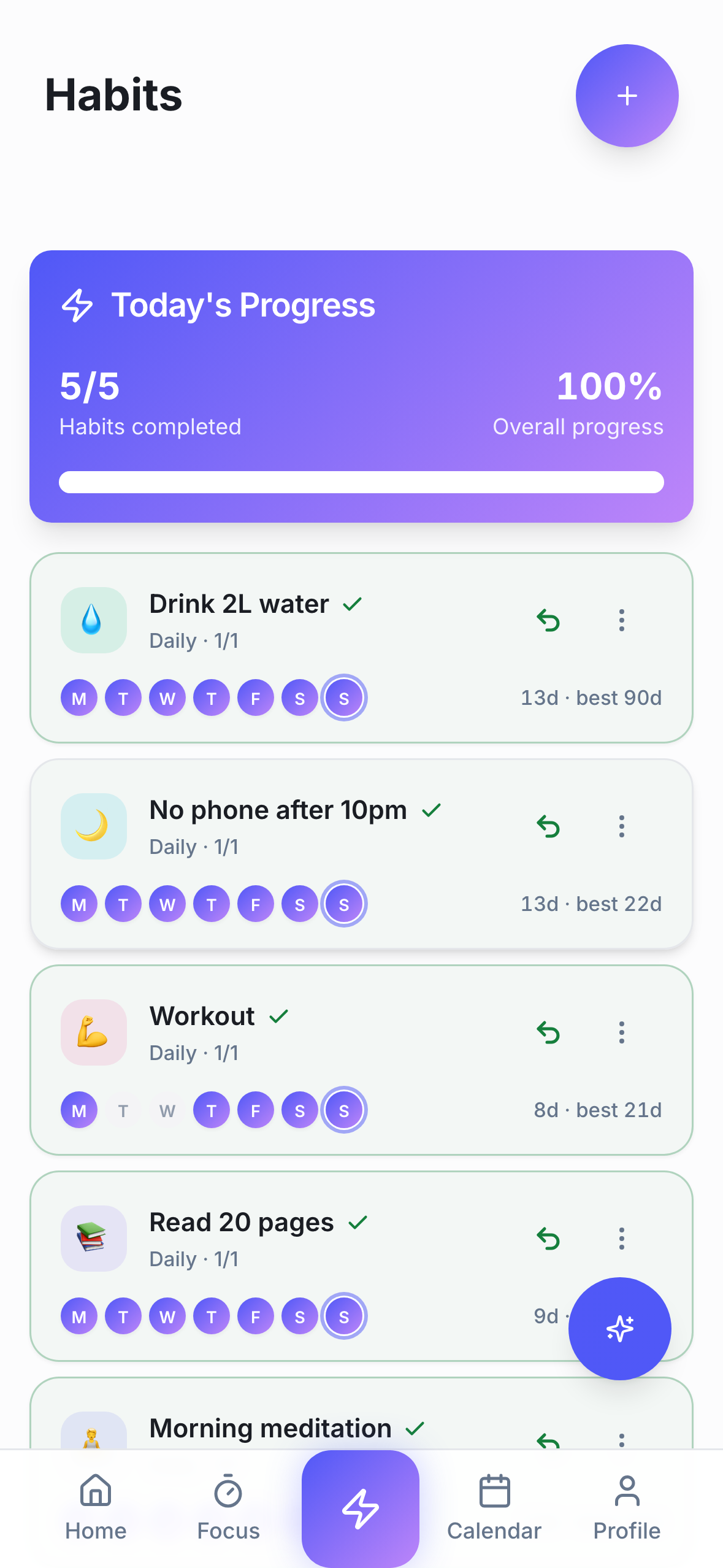 ActionList habit tracker with streaks